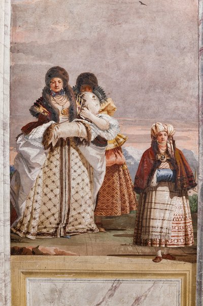 Alojamientos para invitados, sala de las falsas arquitecturas góticas: "Un paseo invernal" de Giovanni Battista Tiepolo