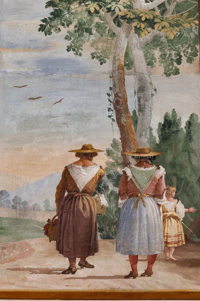 Alojamientos para Huéspedes, Sala de las Escenas Rurales: "Paisaje con campesinos", detalle de Giovanni Battista Tiepolo