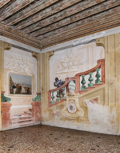 Alojamientos para invitados, la sala de las escenas de carnaval: "Siervo moro en una falsa escalera" de Giovanni Battista Tiepolo
