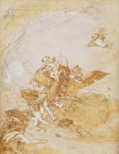 San Antonio y el Niño Jesús sostenidos por ángeles de Giovanni Battista Tiepolo