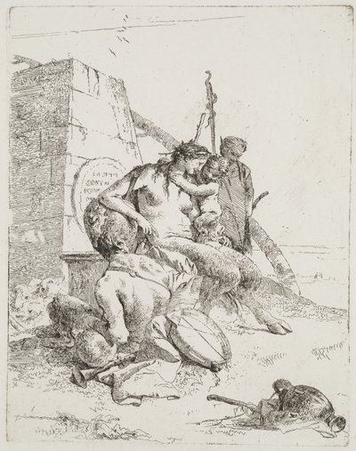 Familia de Sátiros con el Obelisco, Venecia, c.1765 de Giovanni Battista Tiepolo