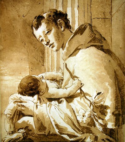 San Antonio sosteniendo al Niño Jesús de Giovanni Battista Tiepolo