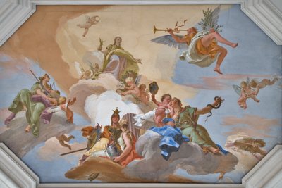 Triunfo de la Gloria anunciado por la Fama entre las Virtudes Cardinales de Giovanni Battista Tiepolo