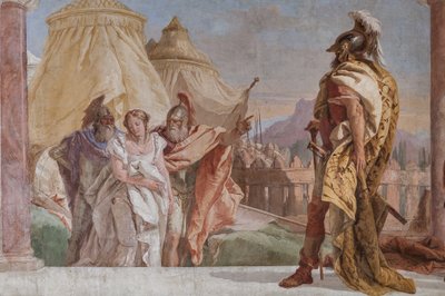 Euribates y Talthybius conduciendo a Briseida hacia Agamenón (detalle) de Giovanni Battista Tiepolo
