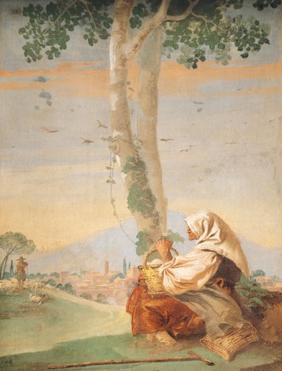 Vieja campesina con una cesta de huevos de Giovanni Battista Tiepolo