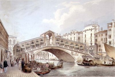 El Puente de Rialto, Venecia, grabado por Lefevre (litografía) de Giovanni Battista (after) Cecchini