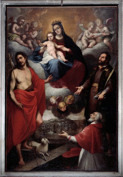 Virgen con San Juan Bautista y San Lorenzo (óleo sobre lienzo) de Giovanni Battista Baiardo