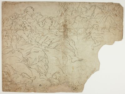 Santos o figuras alegóricas y Putti sobre las nubes de Giovanni Battista Beinaschi