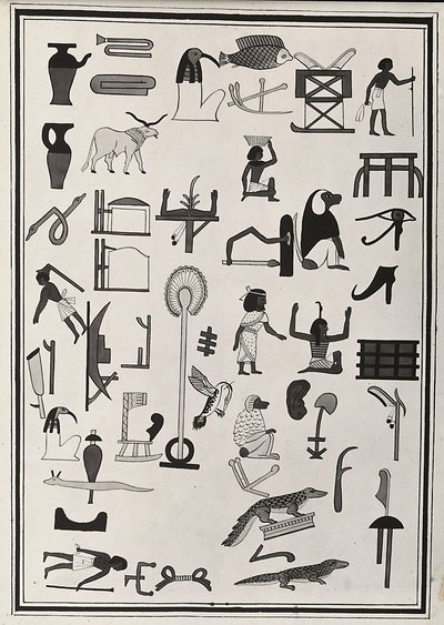 Dibujos de las decoraciones del interior de la tumba del faraón Psammetic I, reproducidos en 1817 por Giovanni Battista Belzoni, conservados en el Museo Británico de Londres de Giovanni Battista Belzoni