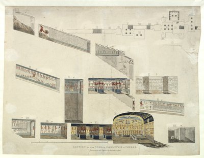 Sección de la tumba de Psammuthis en Tebas, descubierta y abierta por Belzoni en 1818 de Giovanni Battista Belzoni