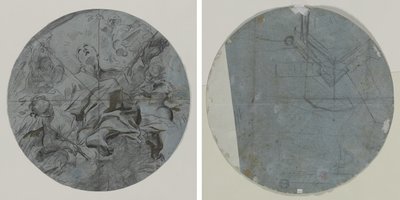 Apoteosis de un Santo (recto); Boceto Arquitectónico(?) (verso) de Giovanni Battista Benaschi