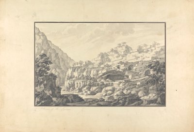 Vista del nacimiento del río Lico (Nahr el-Kelb) de Giovanni Battista Borra