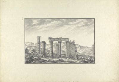 Vista de las ruinas de un templo jónico en Sardis, probablemente el Templo de Neptuno, c.1750 de Giovanni Battista Borra