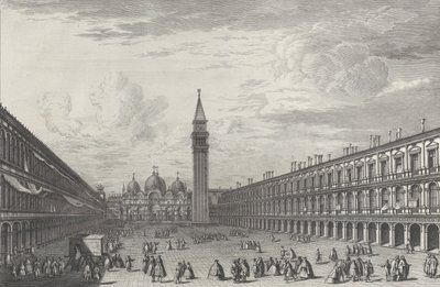 Piazza San Marco mirando hacia la Basílica y el Campanile, 1763 de Giovanni Battista Brostoloni