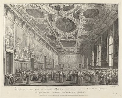 El Dogo Da Gracias en la Sala del Consejo Mayor, 1763-1766 de Giovanni Battista Brostoloni