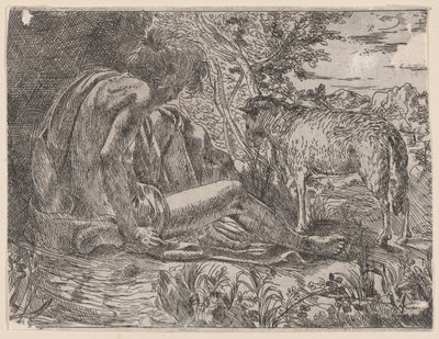 San Juan Bautista con un cordero, 1600-35 de Giovanni Battista Caracciolo