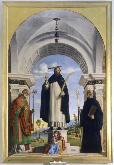 San Pedro Mártir con los santos Nicolás y Benito de Giovanni Battista Cima da Conegliano