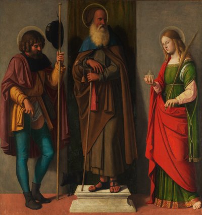 Tres santos: Roque, Antonio Abad y Lucía, c.1513 de Giovanni Battista Cima da Conegliano