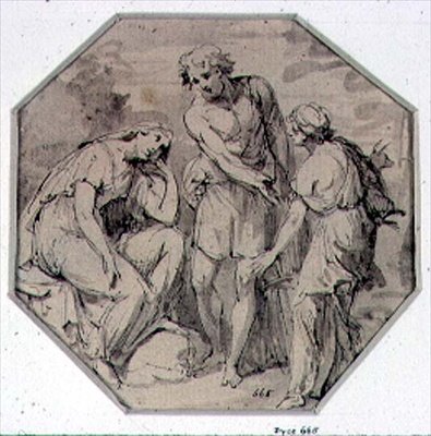 Un hombre y dos mujeres conversando de Giovanni Battista Cipriani