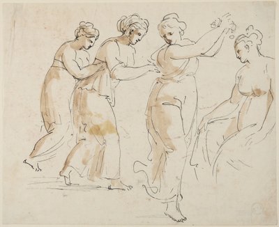 Una ninfa sentada y tres ninfas danzantes de Giovanni Battista Cipriani