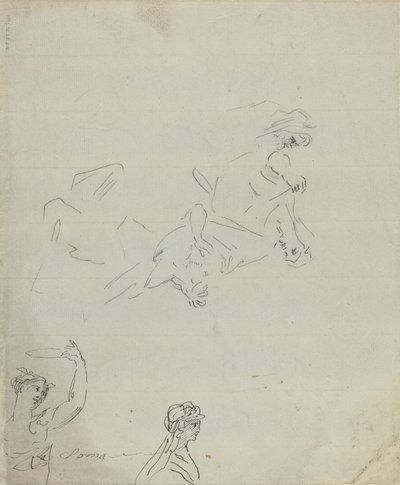 Estudios de figuras (verso) de Giovanni Battista Cipriani