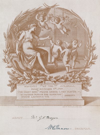 Invitación a un banquete en el Guildhall, Londres, el 9 de noviembre de 1900 de Giovanni Battista Cipriani