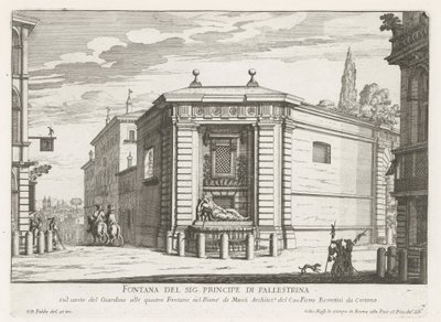 Dianafontein van de Quattro Fontane te Roma Fuente del Sr. Principe di Pallestrina (título sobre objeto) Fuentes de Roma (título de la serie) Fonteinen van Rome (título de la serie) de Giovanni Battista Falda