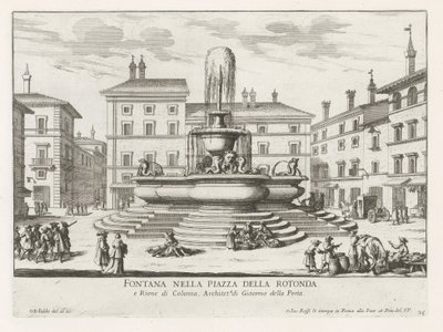 Fuente del Panteón op Piazza della Rotonda te Rome Fuente en la Piazza della Rotonda (título sobre objeto) Fuentes de Roma (título de la serie) Fonteinen van Rome (título de la serie) de Giovanni Battista Falda