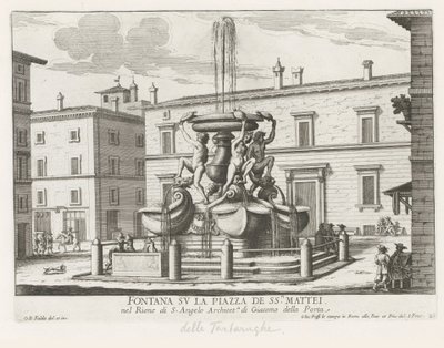 Fuente de las Tortugas op Piazza Mattei te Rome Fuente en la Piazza de ss.ri Mattei (título sobre objeto) Fuentes de Roma (título de la serie) Fonteinen van Rome (título de la serie) de Giovanni Battista Falda