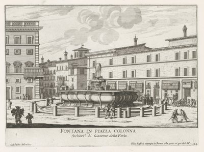 Fontein op Piazza Colonna te Roma Fuente en Piazza Colonna (título sobre objeto) Fuentes de Roma (título de la serie) Fonteinen van Rome (título de la serie) de Giovanni Battista Falda