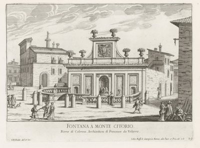 Fontein op Piazza Montecitorio te Roma Fontana a Monte Citorio (título sobre objeto) Fontane di Roma (título de la serie) Fonteinen van Rome (título de la serie) de Giovanni Battista Falda