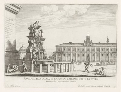 Fontein op Piazza di San Giovanni in Laterano en Roma Fuente en la Piazza di S. Giovanni Laterano bajo la aguja (título sobre el objeto) Fuentes de Roma (título de la serie) Fonteinen van Rome (título de la serie) de Giovanni Battista Falda