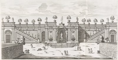 Fuente de Venus en los Jardines de Villa Doria Pamphilj en Roma Fons Veneris (título sobre objeto) Le fontane ne palazzi e ne giardini di Roma (título de la serie) Fuentes en los Palacios y Jardines de Roma (título de la serie) de Giovanni Battista Falda