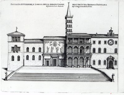 La logia de la bendición de la antigua basílica del Vaticano de Giovanni Battista Falda