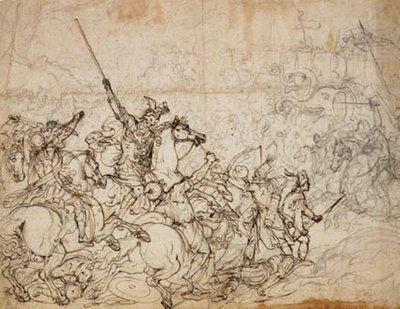 Escena de batalla con elefantes y orientales de Giovanni Battista Foggini