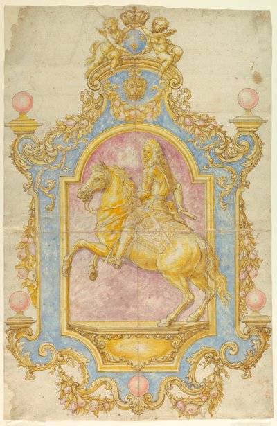 Dibujo, Decoración mural para Cosme III de Médicis, hacia 1690 de Giovanni Battista Foggini