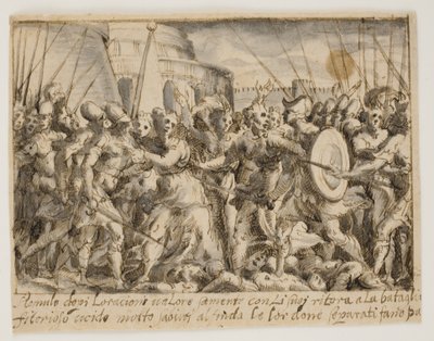 Las mujeres sabinas negociando la paz entre los romanos y los sabinos de Giovanni Battista Fontana