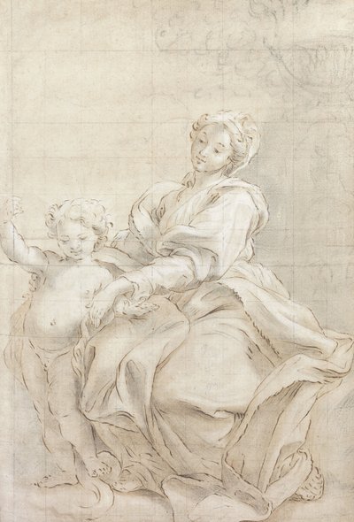 La Virgen y el Niño cerca de una fuente de Giovanni Battista Gaulli