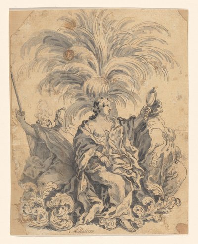 Grupo de azulejos con Fe, Prudencia y Fidelidad (?) de Giovanni Battista Lenardi
