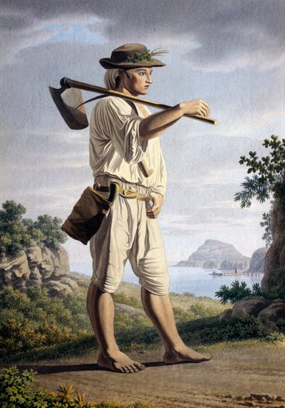 Campesino en el fondo de Campi Flegrei, por Giovan Battista Lusieri de Giovanni Battista Lusieri