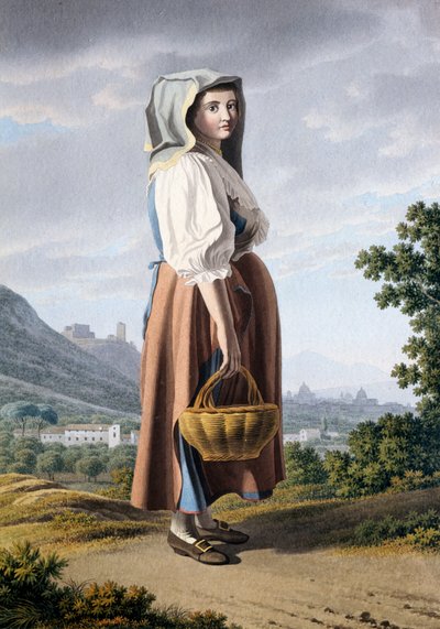 Campesino en el fondo de Maddaloni, por Giovan Battista Lusieri (ca 1755-1821), acuarela sobre papel 32x23 cm, Italia de Giovanni Battista Lusieri