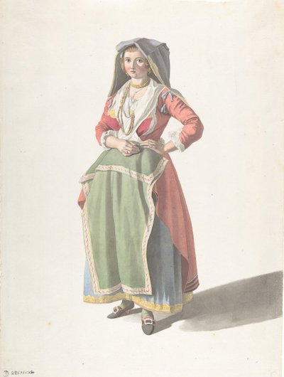 Joven mujer de pie con vestido tradicional napolitano, ca. 1775-1821 de Giovanni Battista Lusieri