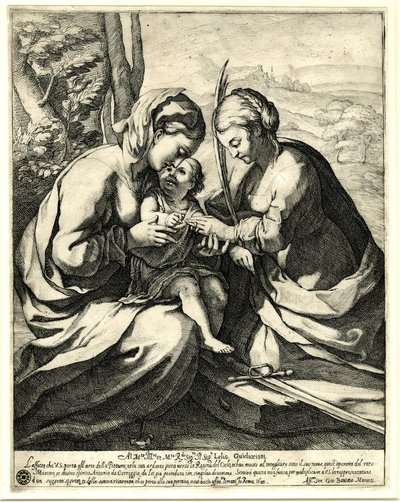 Giovanni Battista Mercati - El matrimonio místico de Santa Catalina, en cuyo dedo Cristo coloca el anillo; según Correggio. 1620, 1837,0408.160 de Giovanni Battista Mercati