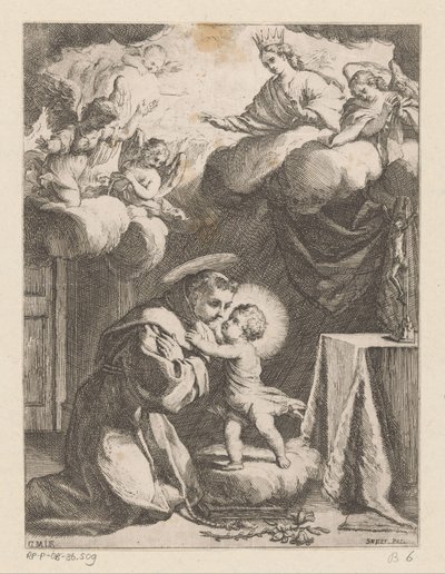 San Antonio de Padua adorando al Niño de Giovanni Battista Mercati