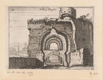 Palacio Mayor Pallazo Maggiore (título sobre objeto) Gezichten op Rome (título de la serie) Algunas vistas y perspectivas de lugares deshabitados en Roma (título de la serie) de Giovanni Battista Mercati