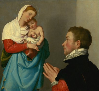 Un caballero en adoración ante la Madonna, c. 1560 de Giovanni Battista Moroni