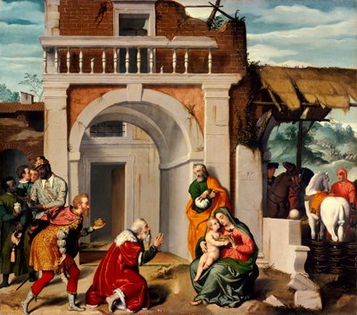 Adoración de los Reyes Magos, de Giovanni Battista Moroni (hacia 1525-1578) de Giovanni Battista Moroni