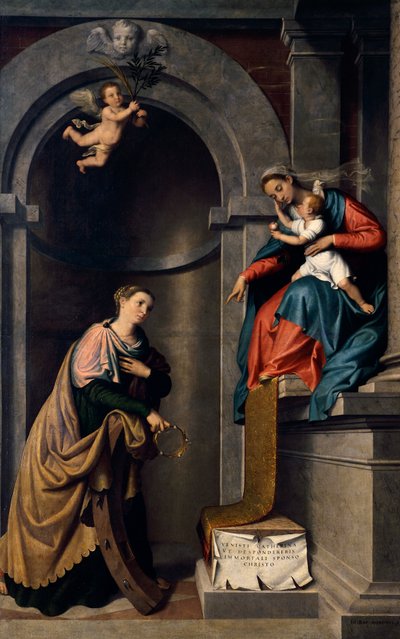 Bodas de Santa Catalina de Giovanni Battista Moroni (1525- 1578), óleo sobre lienzo, Iglesia de San Bartolomé, Almenno de Giovanni Battista Moroni