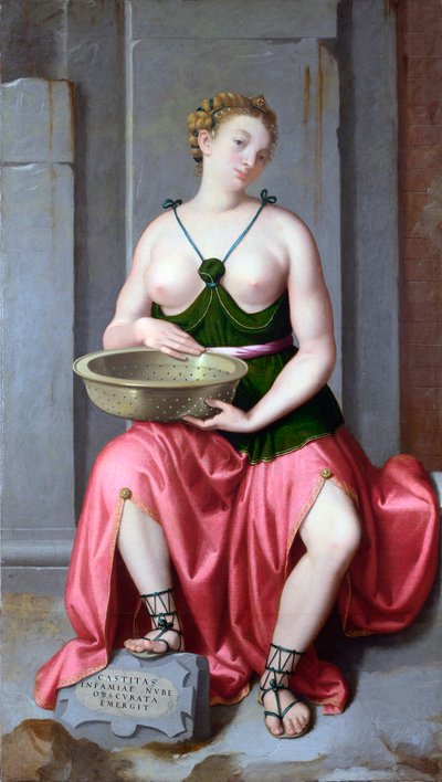 "" Retrato de la Vestal Romaine Tuccia (Tuzia) "" Peinture de Giovan Battista Moroni (1520 / 25-1578) vers. 1555 National Gallery, Londres de Giovanni Battista Moroni