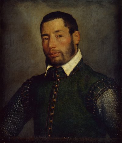 Retrato de un caballero con jubón verde y camisa de malla, c.1565 de Giovanni Battista Moroni
